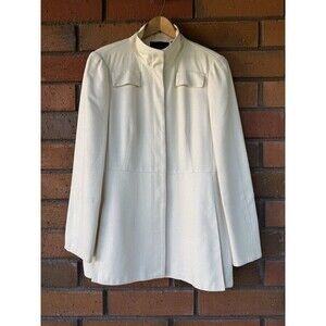 Carlisle MCM Blazer Silk Jacket Modern Hidden Buttons | Cream‎ | Womens Size 12